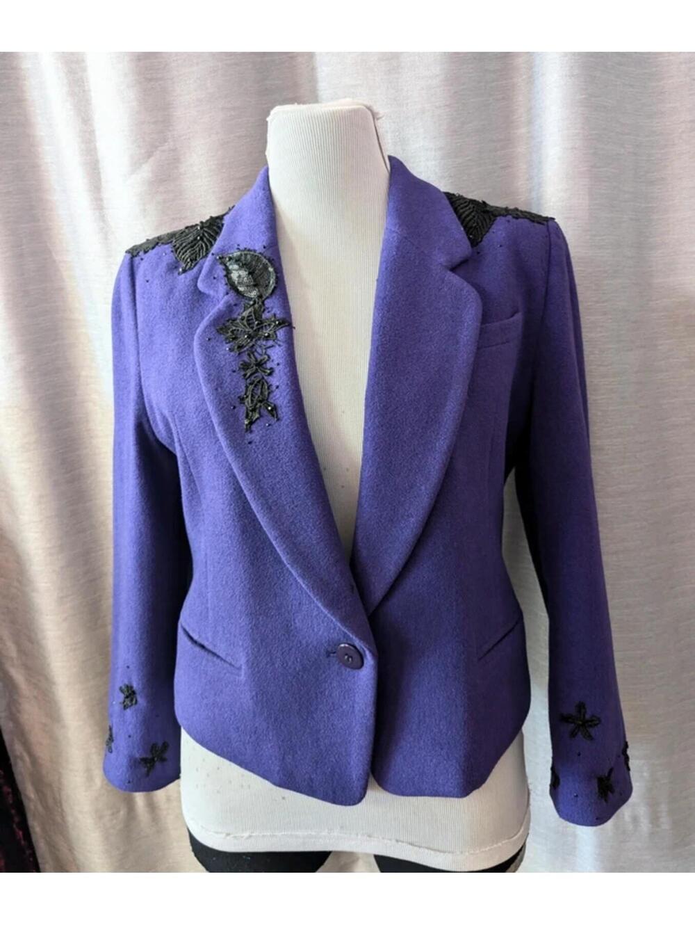 Vintage 90s Purple Cashmere Wool Blazer L